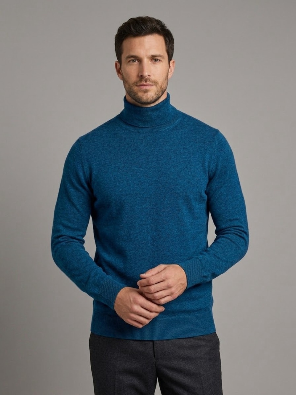 Express 100% wool Men's Teal Turtleneck Sweater workwear Office very soft